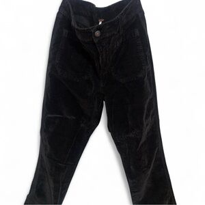 Free People Velvet Pants 8 Black High Rise Straight / Flare Pocket Detail